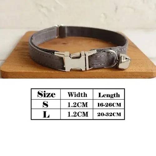 Dark Brown Cat Small Dog Collar with Bell Personalized Engraving ID Tag Nameplate Kitten Collars Necklace Small Dogs Puppy Bulldog Chihuahua Yorshire