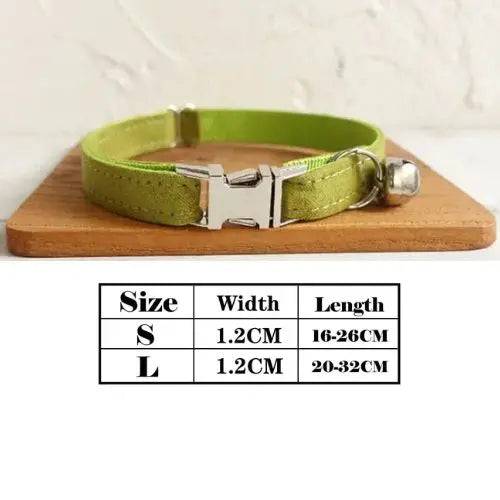 Green Cat Small Dog Collar with Bell Personalized Engraving ID Tag Nameplate Kitten Collars Necklace Small Dogs Puppy Bulldog Chihuahua Yorshire