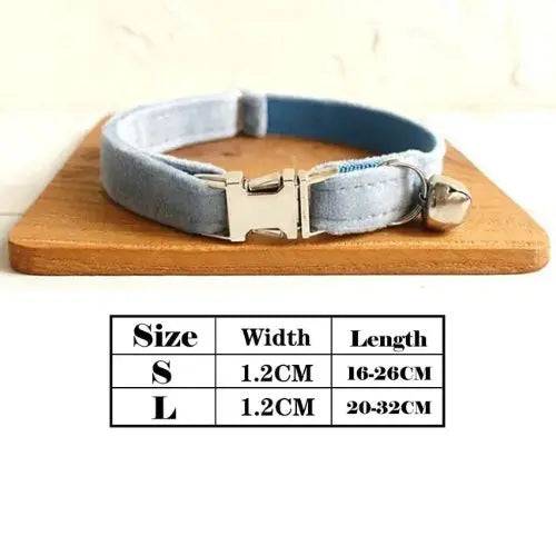 Light Blue Cat Small Dog Collar with Bell Personalized Engraving ID Tag Nameplate Kitten Collars Necklace Small Dogs Puppy Bulldog Chihuahua Yorshire