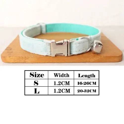 Light Cyan Cat Small Dog Collar with Bell Personalized Engraving ID Tag Nameplate Kitten Collars Necklace Small Dogs Puppy Bulldog Chihuahua Yorshire