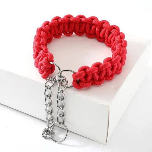 Red Woven Dog Collars P Chain Nylon Adjustable Collar For Small Medium And Large Dogs