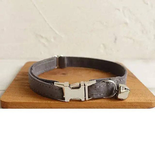 Dark Brown Cat Small Dog Collar with Bell Personalized Engraving ID Tag Nameplate Kitten Collars Necklace Small Dogs Puppy Bulldog Chihuahua Yorshire