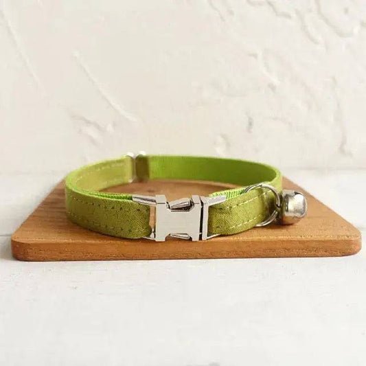 Green Cat Small Dog Collar with Bell Personalized Engraving ID Tag Nameplate Kitten Collars Necklace Small Dogs Puppy Bulldog Chihuahua Yorshire